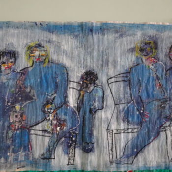 Painting titled "La Famille bleue" by Jacques Stemer, Original Artwork, Acrylic