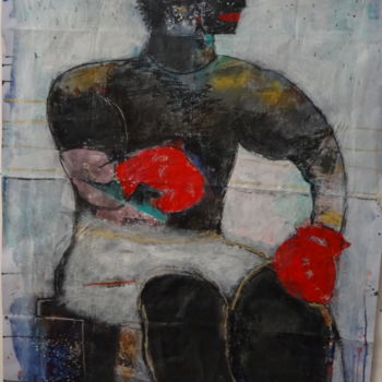 Schilderij getiteld "Le Boxeur" door Jacques Stemer, Origineel Kunstwerk, Acryl
