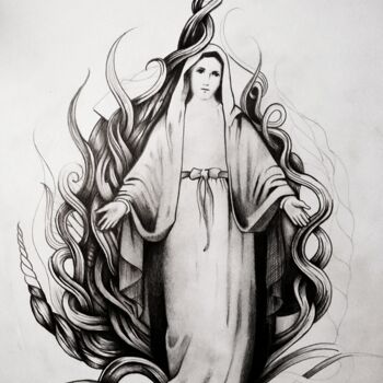 Desenho intitulada "Santa Madre -Stienn…" por Jacques Stiennon, Obras de arte originais, Grafite