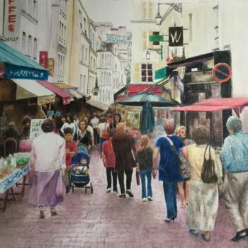 Painting titled "Rue mouffetart dite…" by Jacques Tafforeau, Original Artwork, Other