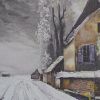 Peinture intitulée "Allons à la neige," par Jacques Tafforeau, Œuvre d'art originale, Autre