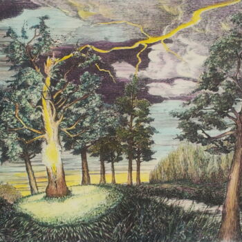 Pintura intitulada "La fin du vieil arb…" por Jacques Tafforeau, Obras de arte originais, Outro