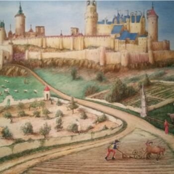 Peinture intitulée "Le château fort et…" par Jacques Tafforeau, Œuvre d'art originale, Autre