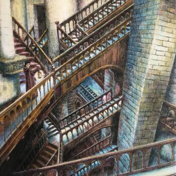 Painting titled "L’escalier labyrint…" by Jacques Tafforeau, Original Artwork, Other