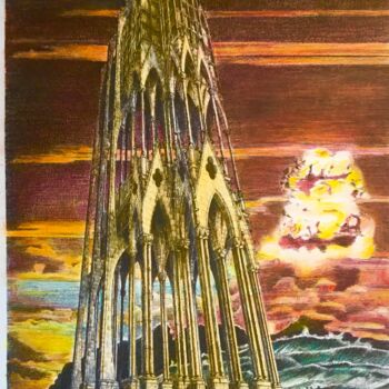 Peinture intitulée "Le temple menacé." par Jacques Tafforeau, Œuvre d'art originale, Autre
