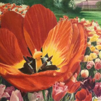 Painting titled "Tulipes." by Jacques Tafforeau, Original Artwork, Other
