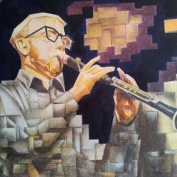Картина под названием "Woody le musicien." - Jacques Tafforeau, Подлинное произведение искусства, Другой