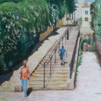 Картина под названием "Rue du Calvaire,vue…" - Jacques Tafforeau, Подлинное произведение искусства, Другой
