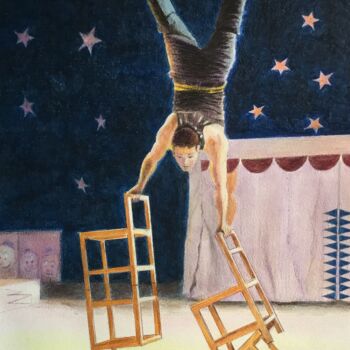 Painting titled "Acrobate aux chaise…" by Jacques Tafforeau, Original Artwork, Other