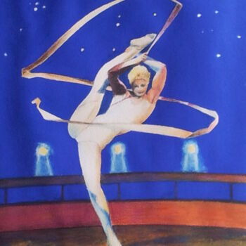 Peinture intitulée "Acrobate au ruban." par Jacques Tafforeau, Œuvre d'art originale, Autre