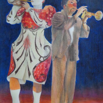 Картина под названием "Clowns traditionnel…" - Jacques Tafforeau, Подлинное произведение искусства, Другой