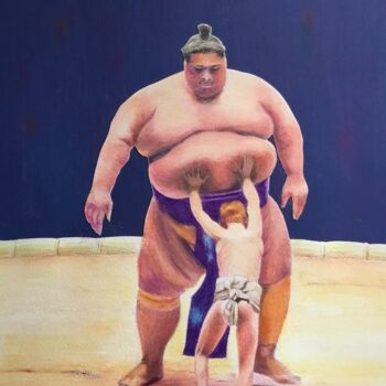 Painting titled "Apprenti Sumo." by Jacques Tafforeau, Original Artwork, Other