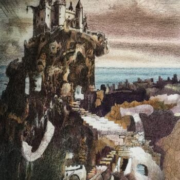 Painting titled "Le château sur son…" by Jacques Tafforeau, Original Artwork, Other