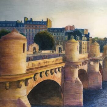 Картина под названием "Le Pont Neuf avec r…" - Jacques Tafforeau, Подлинное произведение искусства, Другой