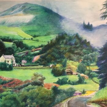 Painting titled "LA PETITE ROUTE DE…" by Jacques Tafforeau, Original Artwork, Watercolor