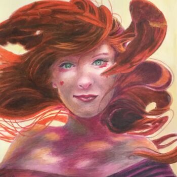 Painting titled "ROUSSE." by Jacques Tafforeau, Original Artwork, Watercolor