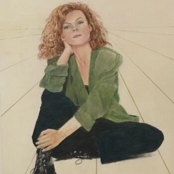 Painting titled "MICHÈLE" by Jacques Tafforeau, Original Artwork, Watercolor