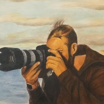 Peinture intitulée "LE REPORTER PHOTOGR…" par Jacques Tafforeau, Œuvre d'art originale, Aquarelle