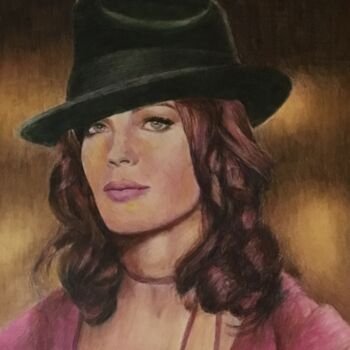 Painting titled "BORSALINO CANAILLE." by Jacques Tafforeau, Original Artwork, Watercolor