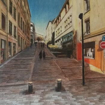 Painting titled "RUE DE LA GRANDE MO…" by Jacques Tafforeau, Original Artwork, Watercolor