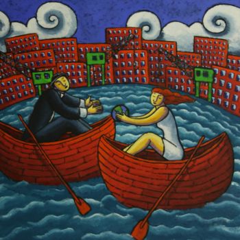 Картина под названием "Saving the world" - Jacques Tange, Подлинное произведение искусства