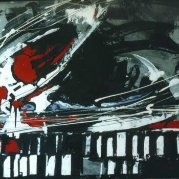 Peinture intitulée "Jazz in the night" par Jacques Troupel, Œuvre d'art originale, Huile Monté sur Panneau de bois