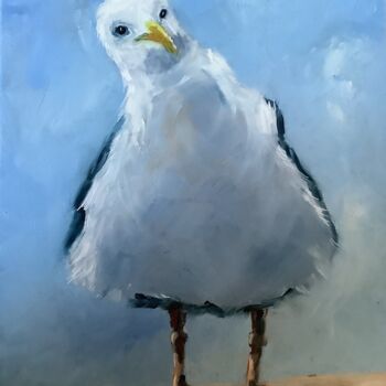 Schilderij getiteld "La mouette" door Jacques Vautier, Origineel Kunstwerk, Acryl Gemonteerd op Frame voor houten brancard