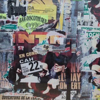 Collages intitulée "NTM, Johnny" par Jacques Villeglé, Œuvre d'art originale