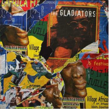 Collages intitulée "Gladiators - Chemin…" par Jacques Villeglé, Œuvre d'art originale