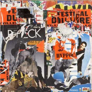 Collages intitulée "Popeck & Smaïn - Fu…" par Jacques Villeglé, Œuvre d'art originale