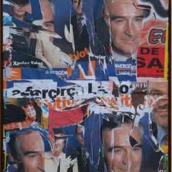 Collages intitulée "Barcelone, mars 2002" par Jacques Villeglé, Œuvre d'art originale