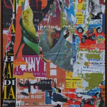 Collages intitulée "Barcelone, Al compas" par Jacques Villeglé, Œuvre d'art originale