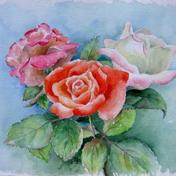 Peinture intitulée "Roses d'André" par Jacques Bonnet, Œuvre d'art originale