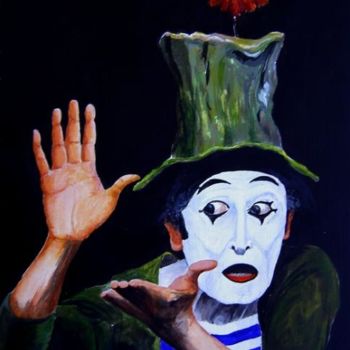 Peinture intitulée "Mime Marceau" par Jacques Bonnet, Œuvre d'art originale