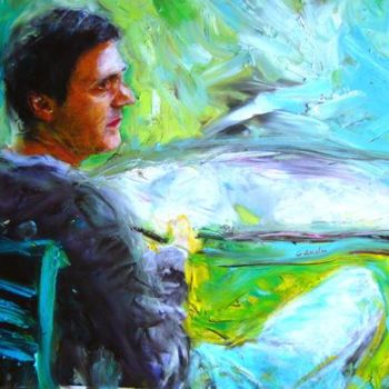 Painting titled "Daniel Auteuil" by Jacques Cauda, Original Artwork, Pastel