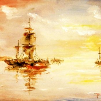 Painting titled "Marine 1356" by Jacques Coeur, Original Artwork