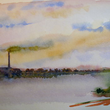 Pintura intitulada "La rivière / The Ri…" por Jacques Paulus, Obras de arte originais, Aquarela