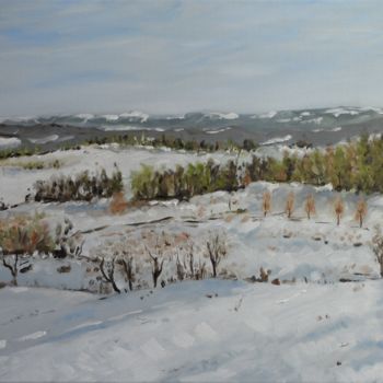 Peinture intitulée "L'hiver en Aubrac" par Jordan Ravy, Œuvre d'art originale, Huile
