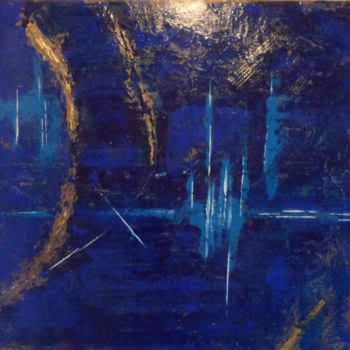 Schilderij getiteld "Abstrait bleu" door Jordan Ravy, Origineel Kunstwerk, Acryl