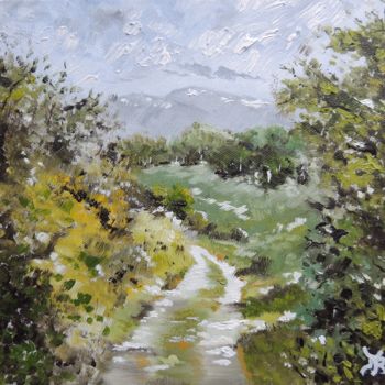 Pintura intitulada "Chemin de détente" por Jordan Ravy, Obras de arte originais, Óleo