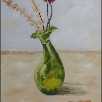 Painting titled "Fleurs séchées dans…" by Jordan Ravy, Original Artwork, Oil