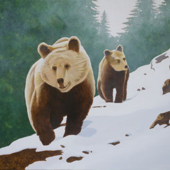 Painting titled "Ours" by Jacques Place, Original Artwork, Acrylic