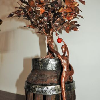 Sculptuur getiteld "Eve et l'arbre à po…" door Jacques Tronquet, Origineel Kunstwerk, Metalen