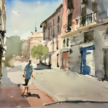 Painting titled "Madrid 2" by Jacques Villares, Original Artwork, Watercolor