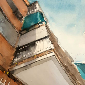 Painting titled "Madrid 3" by Jacques Villares, Original Artwork, Watercolor