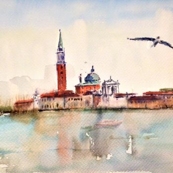 Pintura titulada "Venecia antes de do…" por Jacques Villares, Obra de arte original, Acuarela