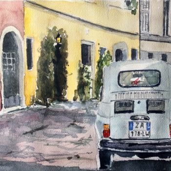 Painting titled "Simplemente Roma" by Jacques Villares, Original Artwork, Watercolor