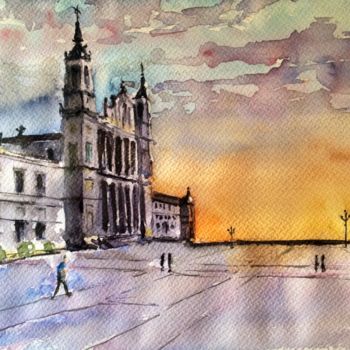 Painting titled "Puesta de sol en La…" by Jacques Villares, Original Artwork, Watercolor