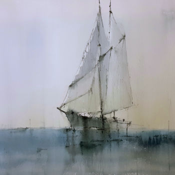 Peinture intitulée "navegando 1" par Jacques Villares, Œuvre d'art originale, Aquarelle