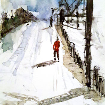 Painting titled "Andorra 2" by Jacques Villares, Original Artwork, Watercolor